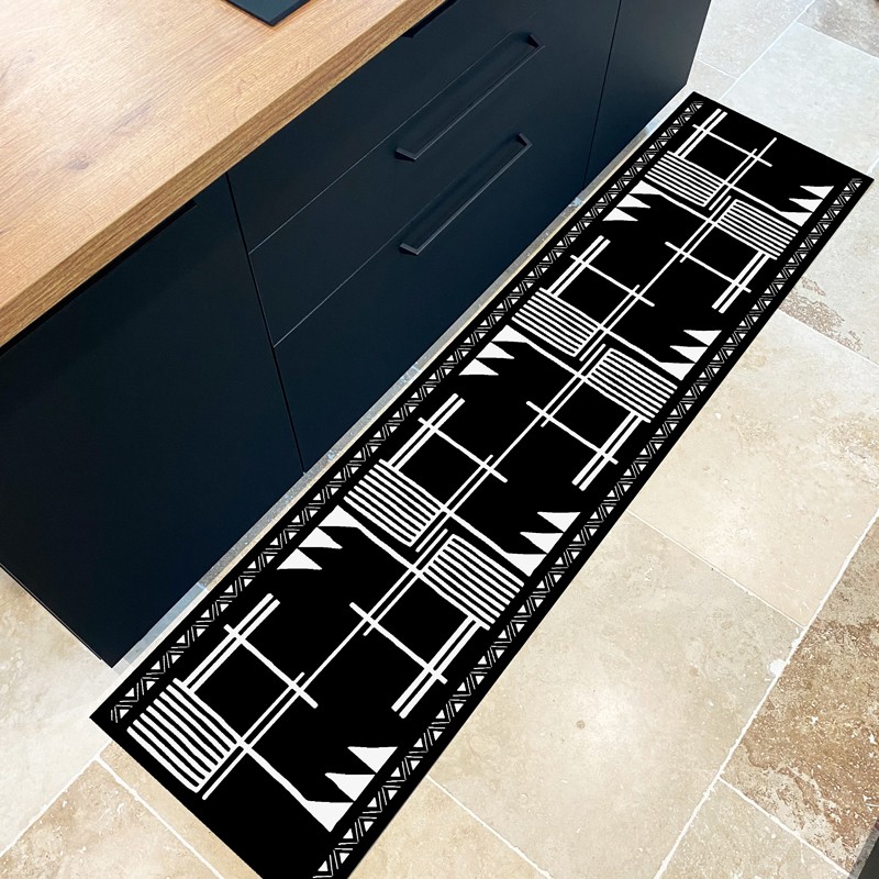 tapis vinyle noir et blanc