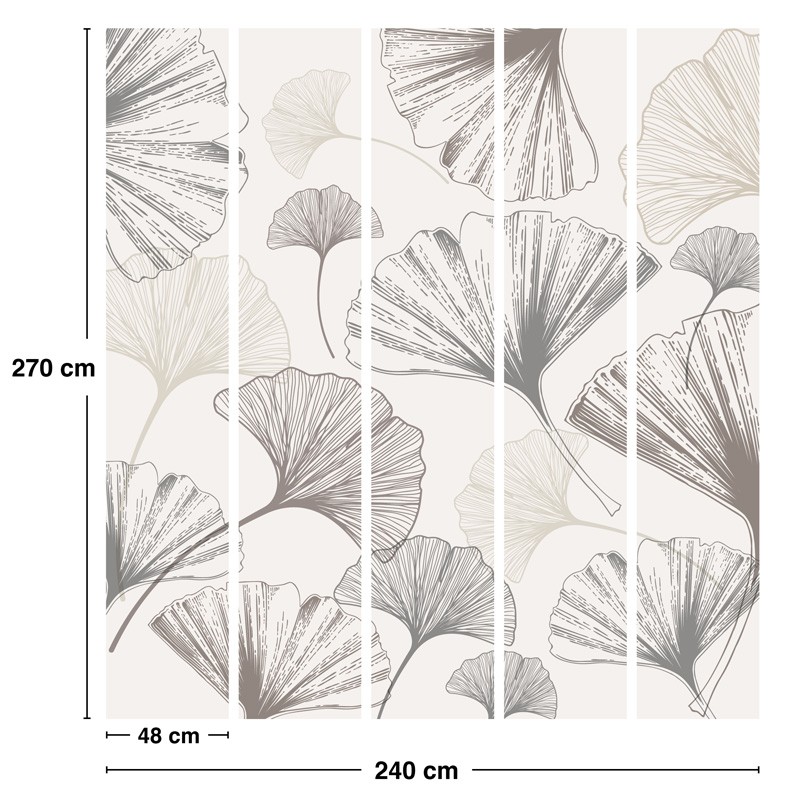 papier peint panoramique végétal taupe