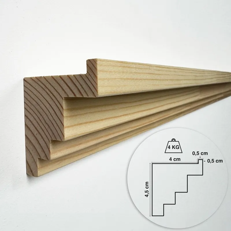 Lot de 2 Etagères Bois Mouluré : 2x100cm