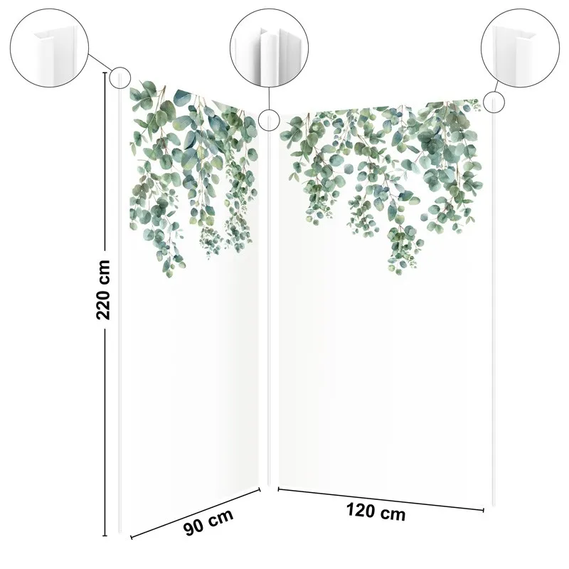 Pack 2 panneaux muraux Eucalyptus in Rain + 3 profilés Blancs
