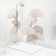 Pack 2 panneaux muraux Gingko Nude + 3 profilés Blancs