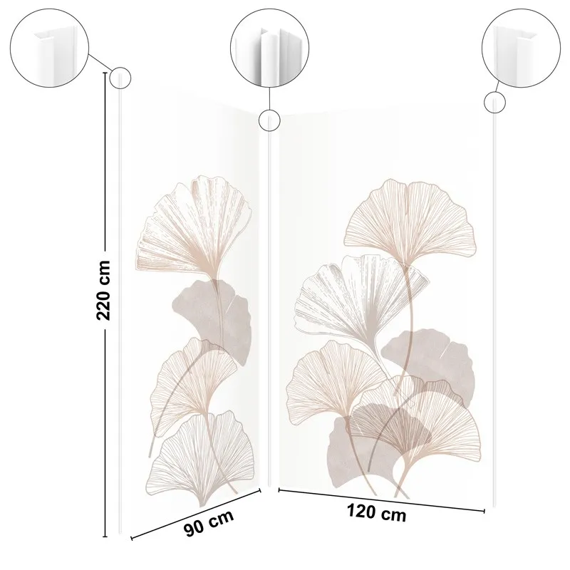 Pack 2 panneaux muraux Gingko Nude + 3 profilés Blancs