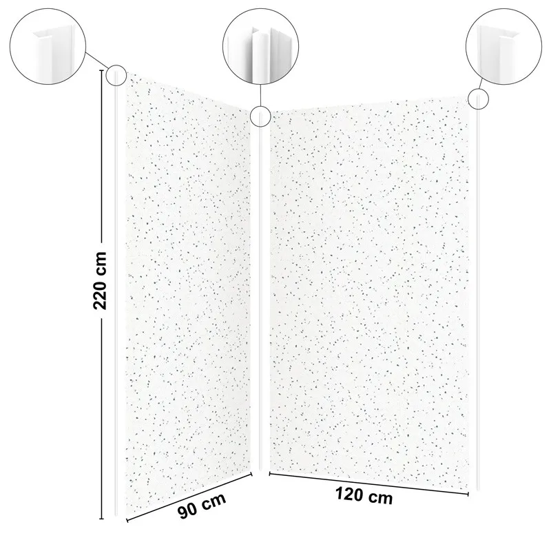 Pack 2 panneaux muraux Terrazzo Minéral + 3 profilés Blancs