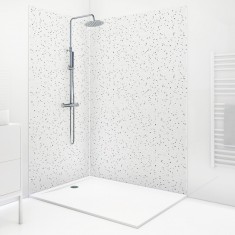 Pack 2 panneaux muraux Terrazzo Minéral + 3 profilés Blancs