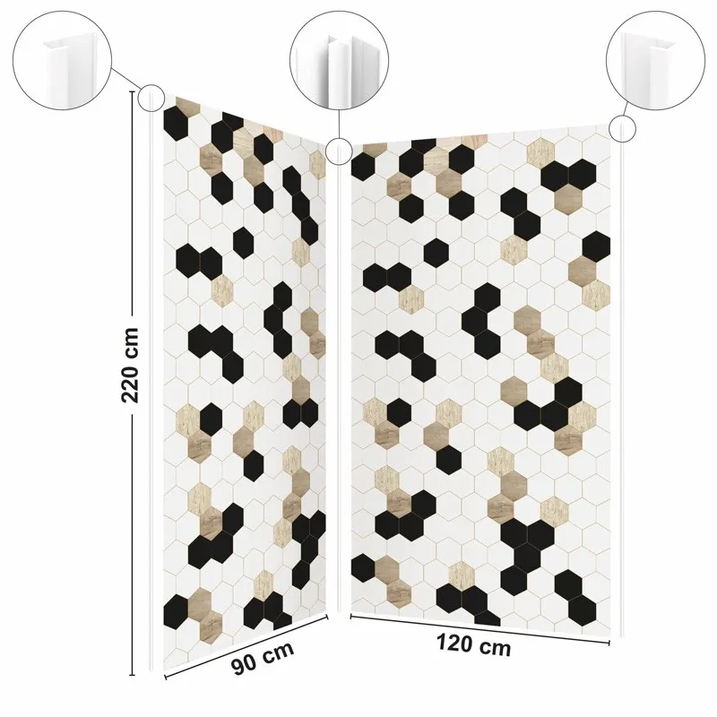 Pack 2 panneaux muraux Mix Hexa + 3 profilés Blancs
