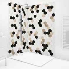 Pack 2 panneaux muraux Mix Hexa + 3 profilés Blancs