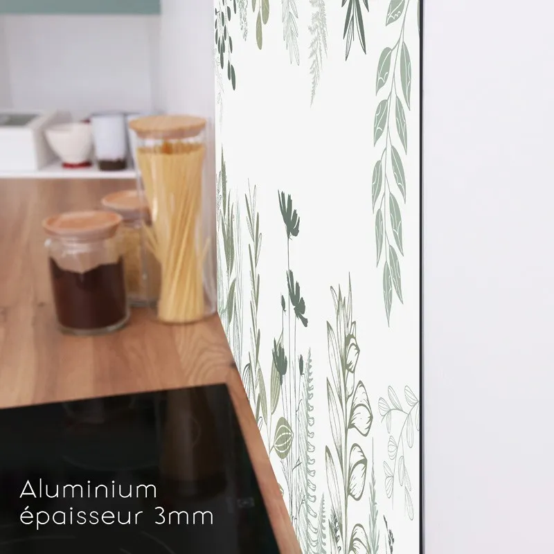 Crédence cuisine Champêtre Bleu ou Vert - fonds de hotte et bandeaux raccordables - 99Déco