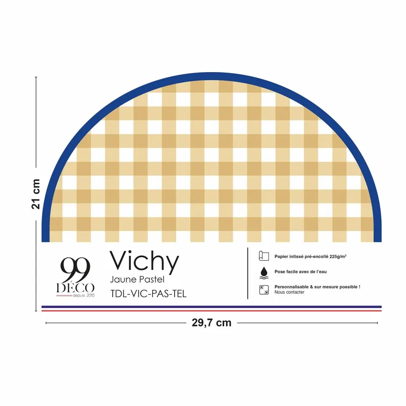 Tête de lit Vichy Jaune Pastel – Design graphique coloré 99DECO