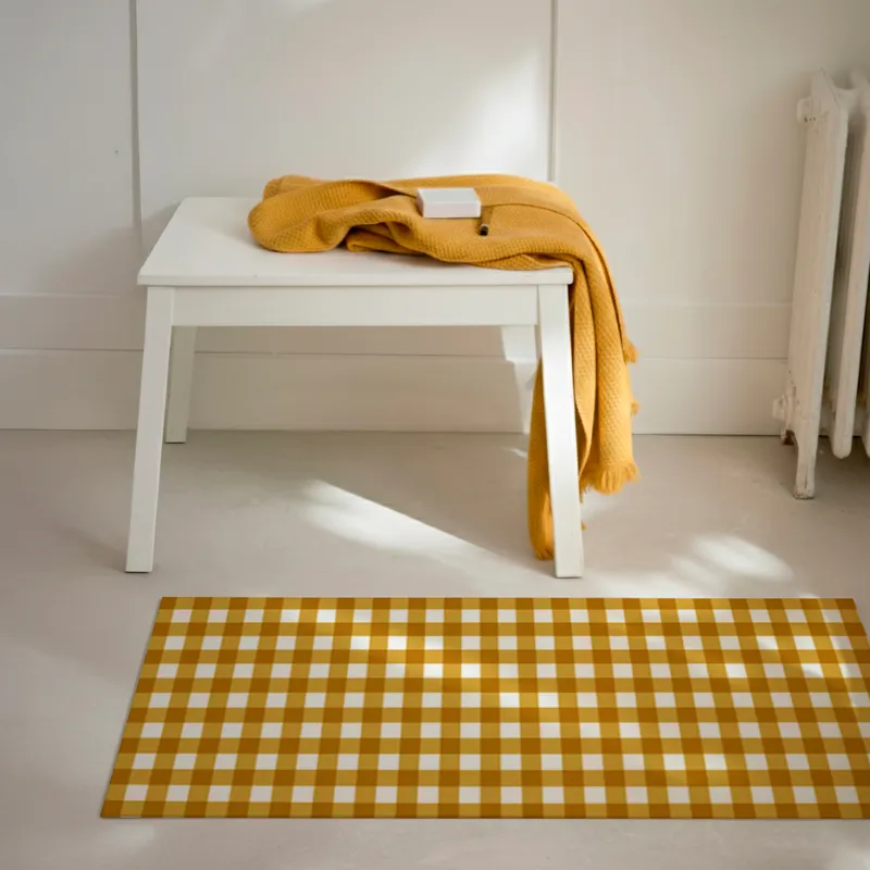 Tapis Vinyle Vichy Curry - 99DECO