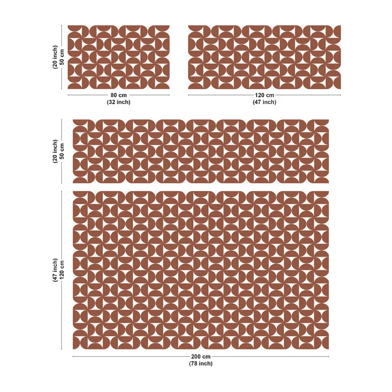 Tapis vinyle Equilibre - Motif geometrique ocre vert terracotta