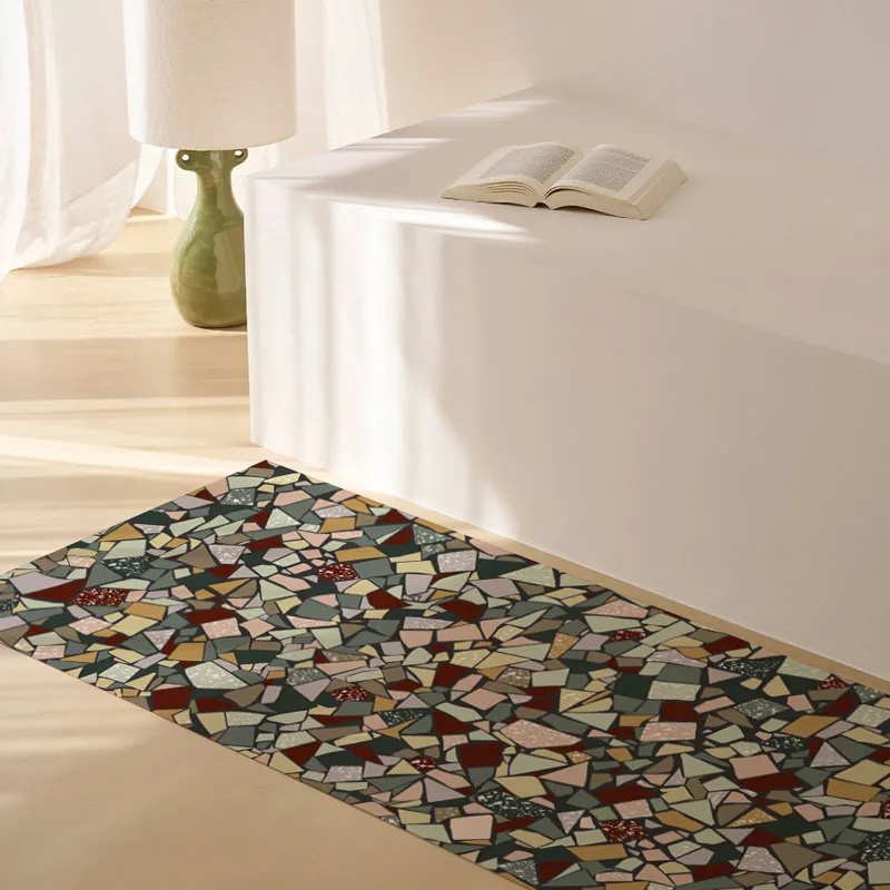Tapis Vinyle Effet Matière Motif Mosaïque Fragments