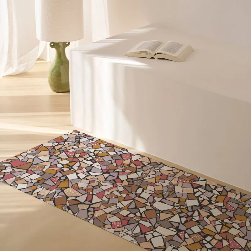 Tapis Vinyle Effet Matière Motif Mosaïque Fragments