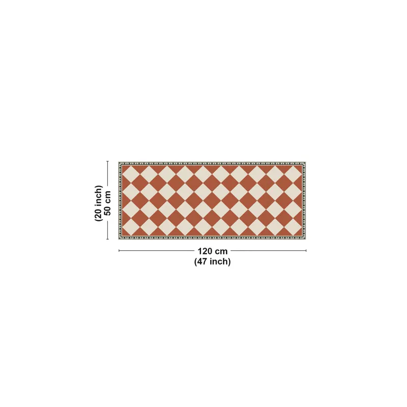 Tapis Vinyle Retro Brique Effet Matière Motif Damier