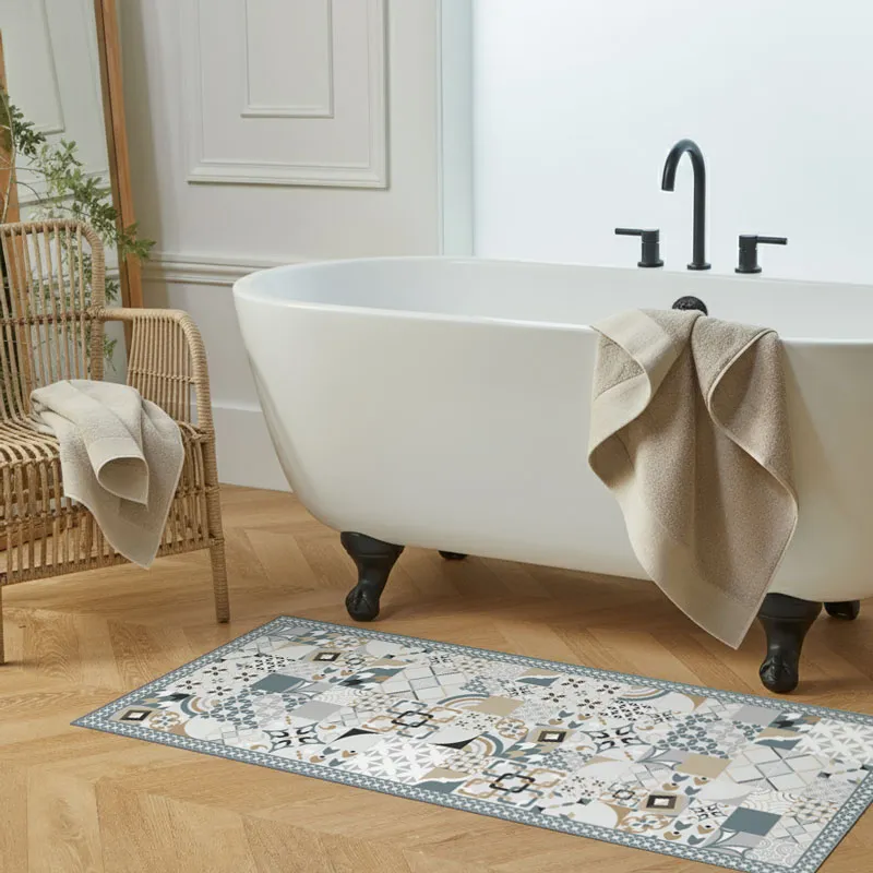 Tapis vinyle. Motif carreaux de ciment dulce