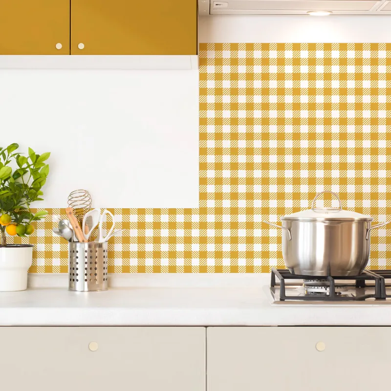 Crédence Vichy Curry en aluminium - Motif vichy graphique - 99Déco