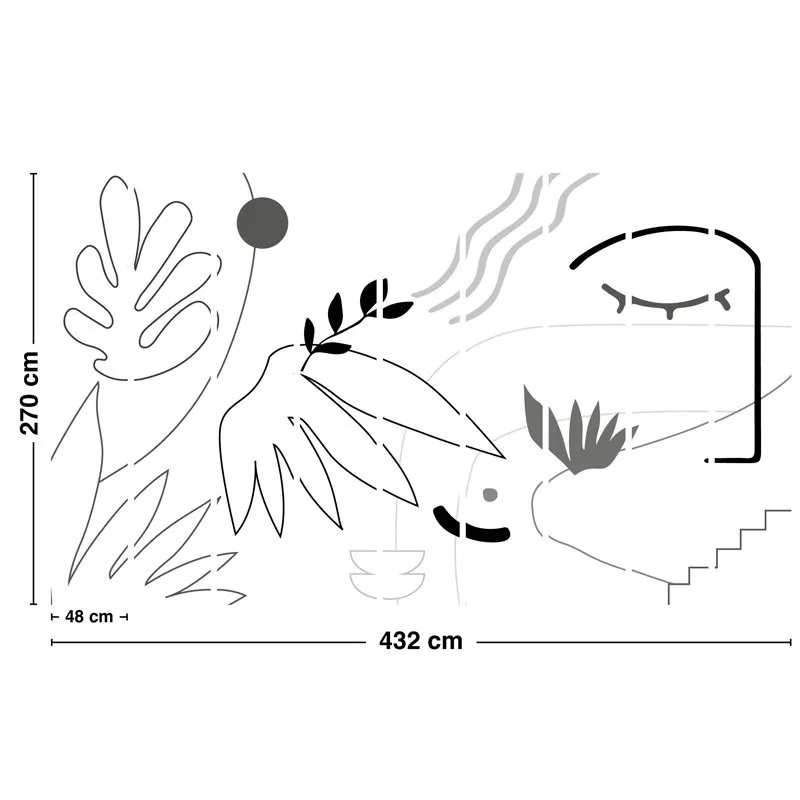 Papier peint panoramique intissé FACE Noir Contour – 99DECO