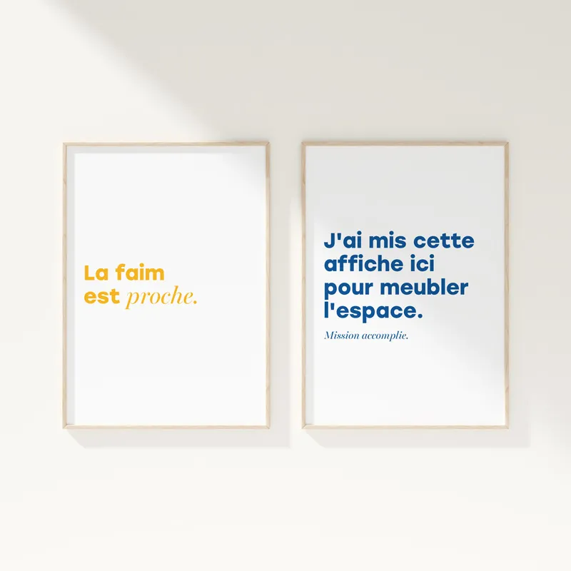 Affiche décorative murale "Alerte Faim" - Collection Humour - 99DECO