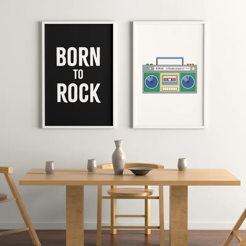 Affiche décorative murale "Born to Rock" noir – Collection Musique – 99DECO