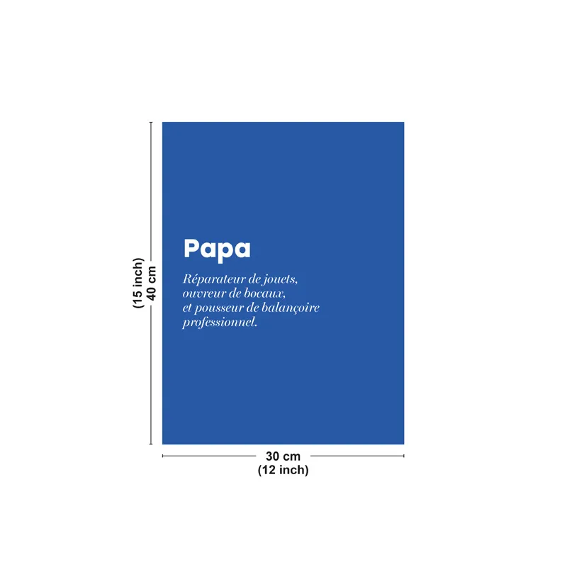 Affiche décorative "Papa Heroes" bleu – Collection Famille – 99DECO