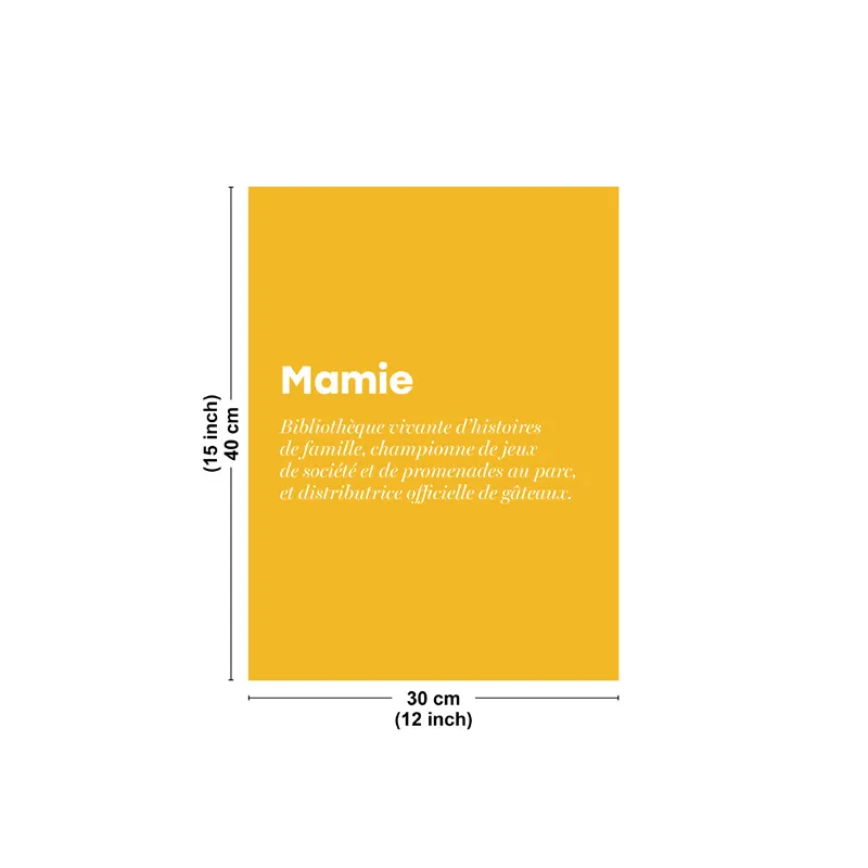 Affiche décorative "Super Mamie" jaune – Collection Famille – 99DECO