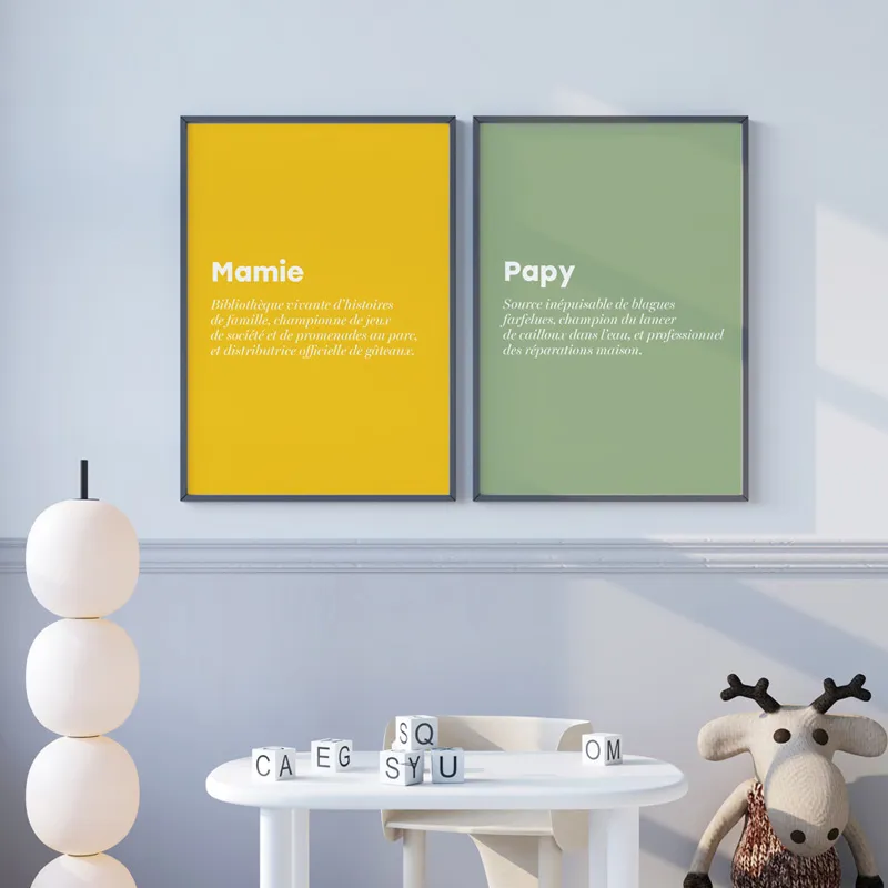 Affiche décorative "Super Mamie" jaune – Collection Famille – 99DECO