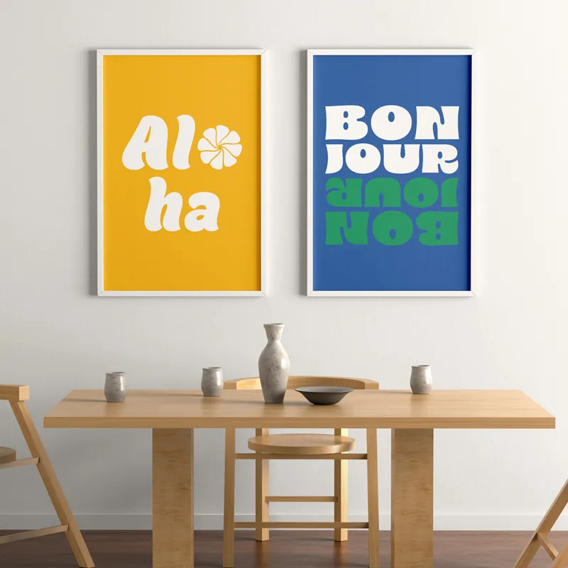 Affiche "Aloha" jaune – Typographie moderne et décorative - 99DECO