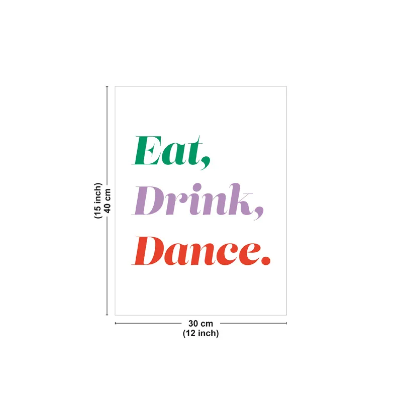 Affiche "Eat Drink Dance" blanche – Typographie - 99DECO