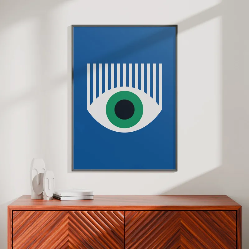 Affiche "Oeil Géométrique" – Design graphique moderne bleu – 99DECO