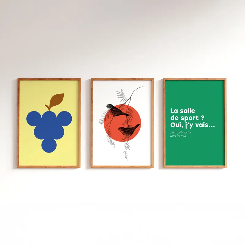 Affiche "Raisin" jaune – Illustration fruitée moderne – 99DECO