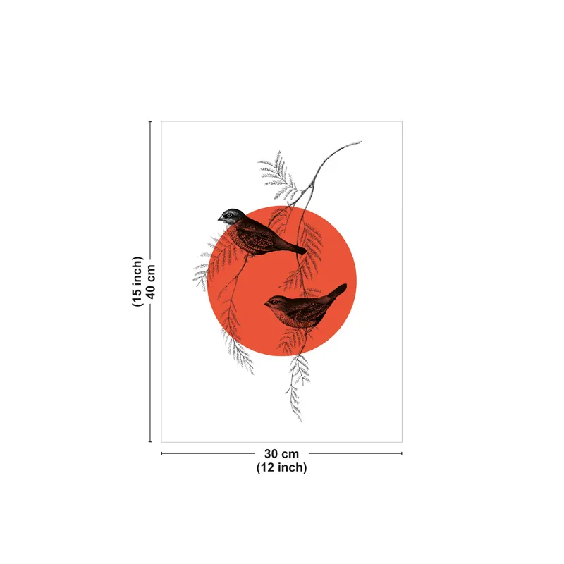 Affiche "Oiseaux Roseaux" rouge – Collection Végétal - 99DECO