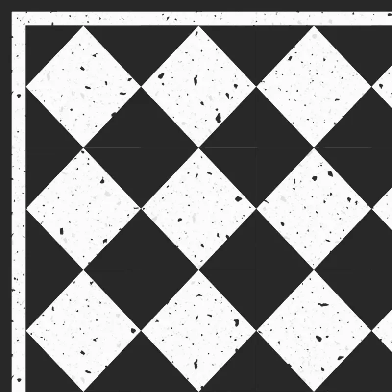 Tapis Vinyle Retro Terrazzo Effet Matière Motif Damier - 99DECO