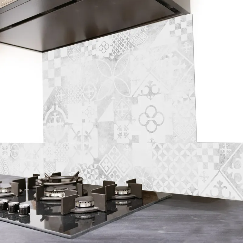 Crédence cuisine aluminium effet carreaux de ciment | 99DECO