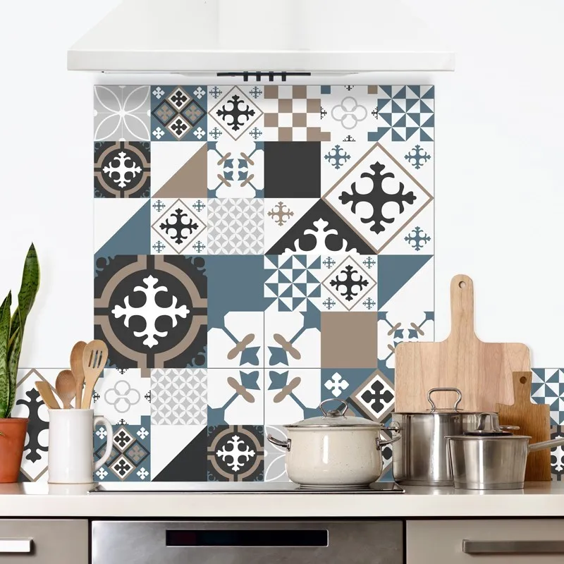 Crédence cuisine aluminium effet carreaux de ciment | 99DECO