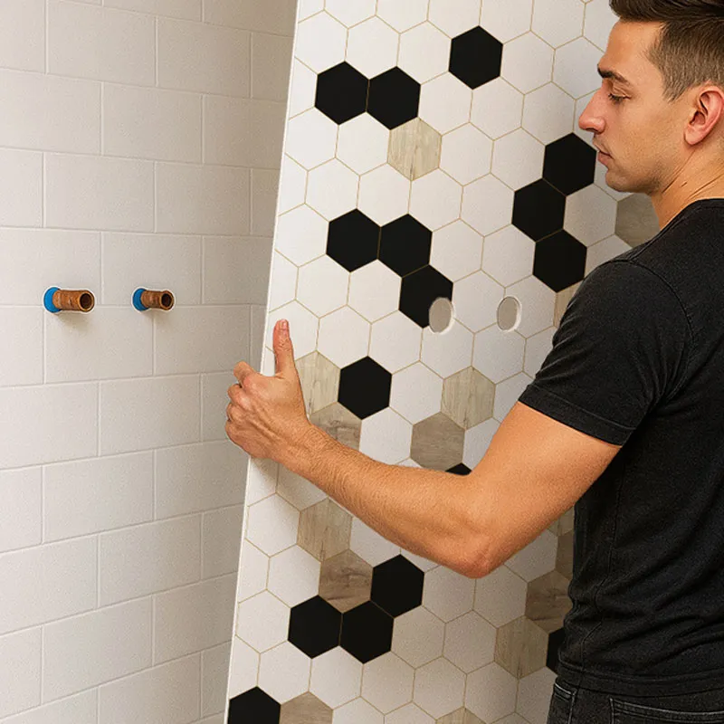 Panneau mural de douche Mix Hexa - Design graphique | 99DECO