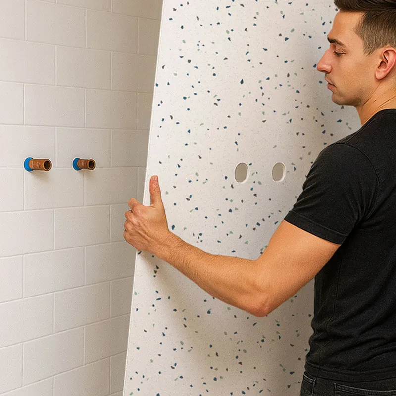 Panneau mural de douche Terrazzo Minéral - Design effet pierre | 99DECO