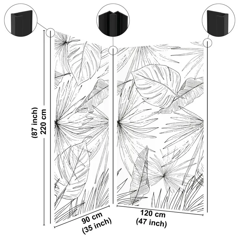 Panneau mural de douche Lamnar Noir - Feuillage graphique chic | 99DECO