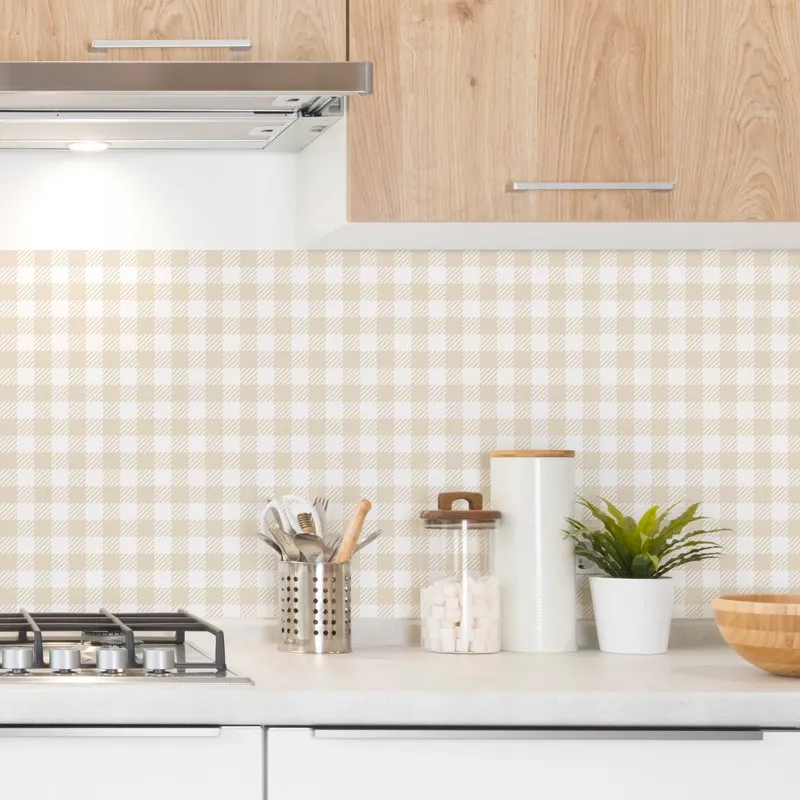 Crédence Carreaux Vichy Beige en aluminium - Motif vichy - 99Déco