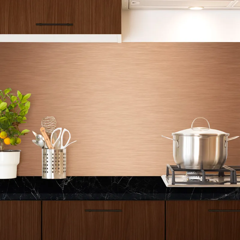 Crédence cuisine Alu Brossé  Gris, Anthracite, Or et Cuivre - 99Déco