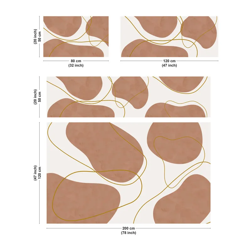Tapis vinyle ORGANIQUE vert ocre - Motif fluide - 99 Déco