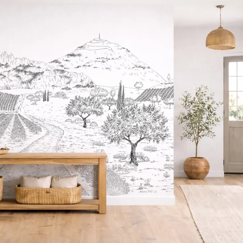 Papier peint panoramique LE MIDI noir et blanc - 99 Déco