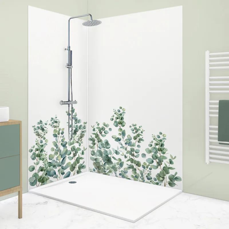 Panneau mural de douche Eucalyptus in Rain - Ambiance naturelle | 99DECO
