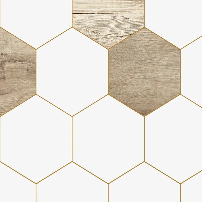 Panneau mural de douche Mix Hexa Bois – Motif hexagonal | 99DECO