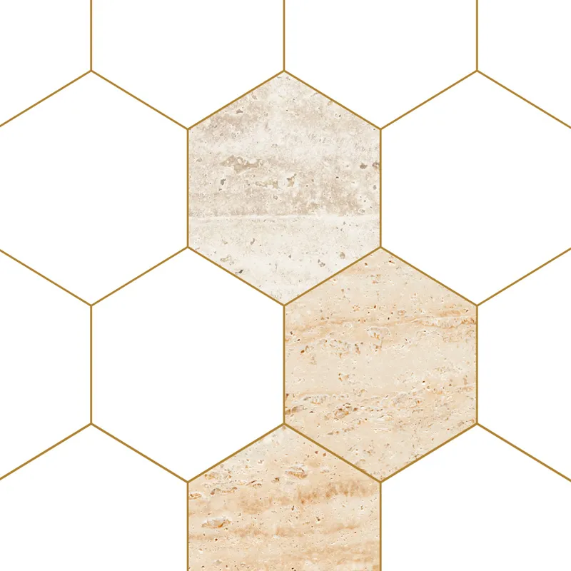Panneau mural de douche Mix Hexa Travertin – Motif hexagonal | 99DECO