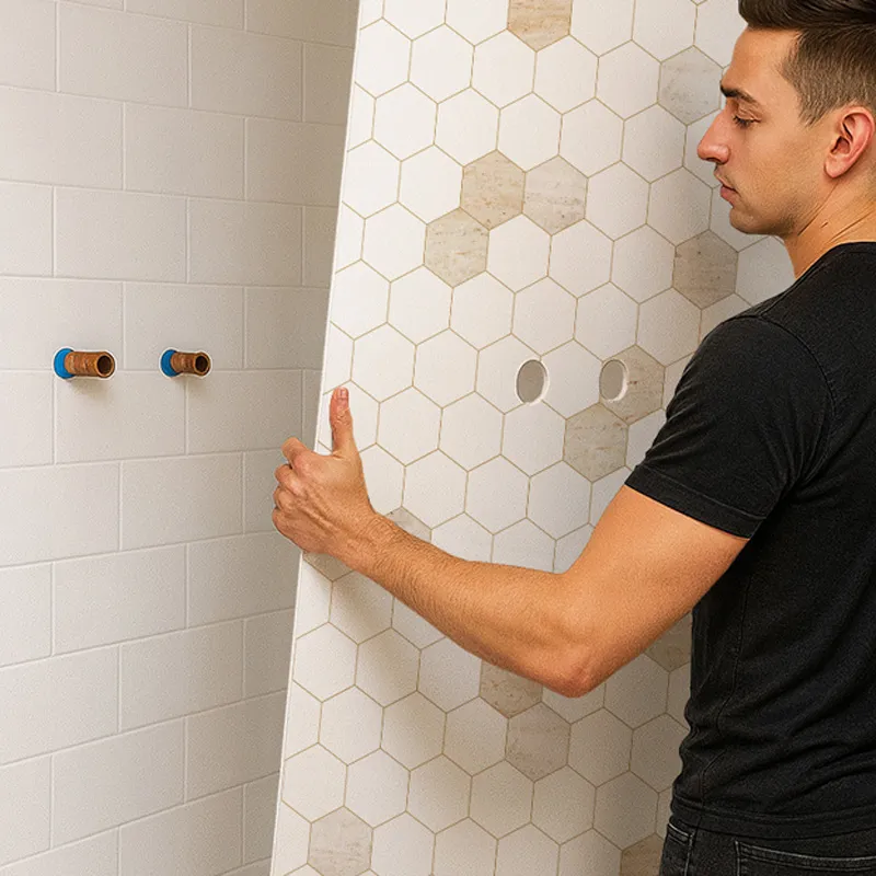 Panneau mural de douche Mix Hexa Travertin – Motif hexagonal | 99DECO