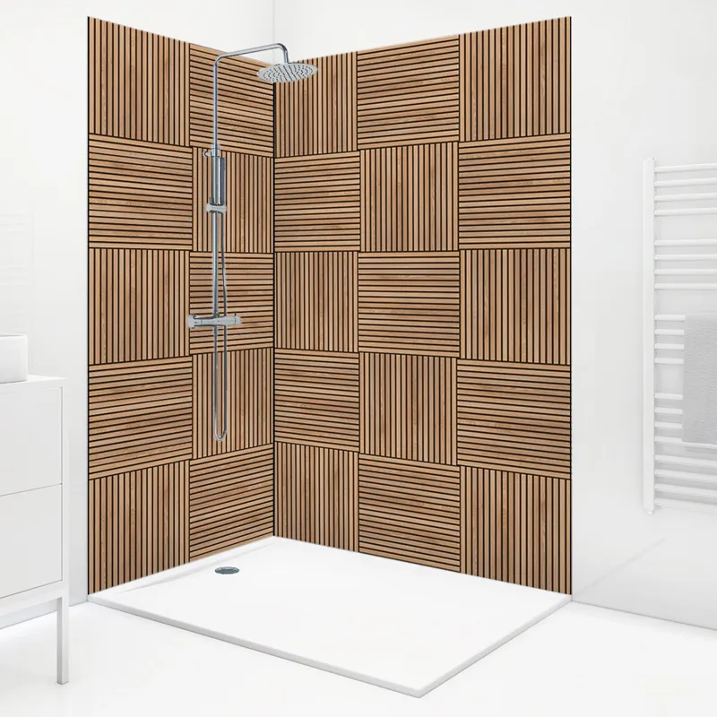 Panneau mural de douche Wabi Sabi bois graphique | 99DECO