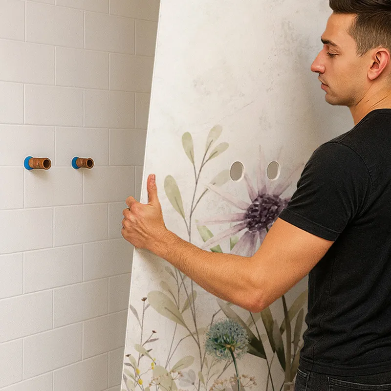 Panneau mural douche Herbier - motifs floraux | 99DECO