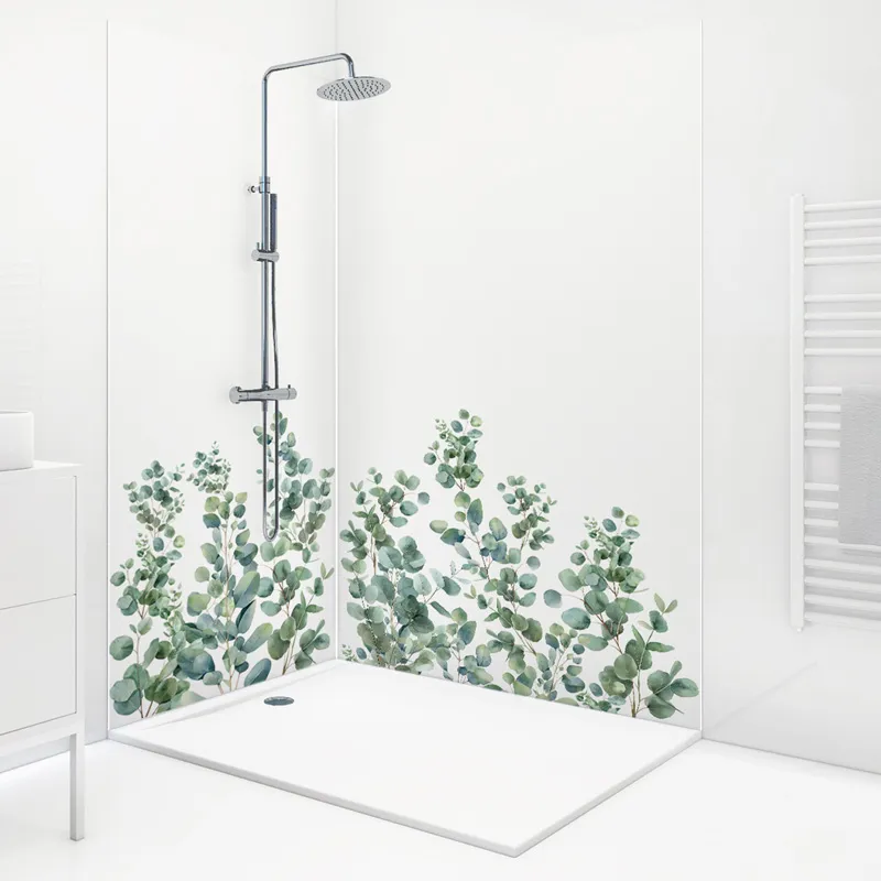 Panneau mural de douche Eucalyptus in Rain - Ambiance naturelle | 99DECO