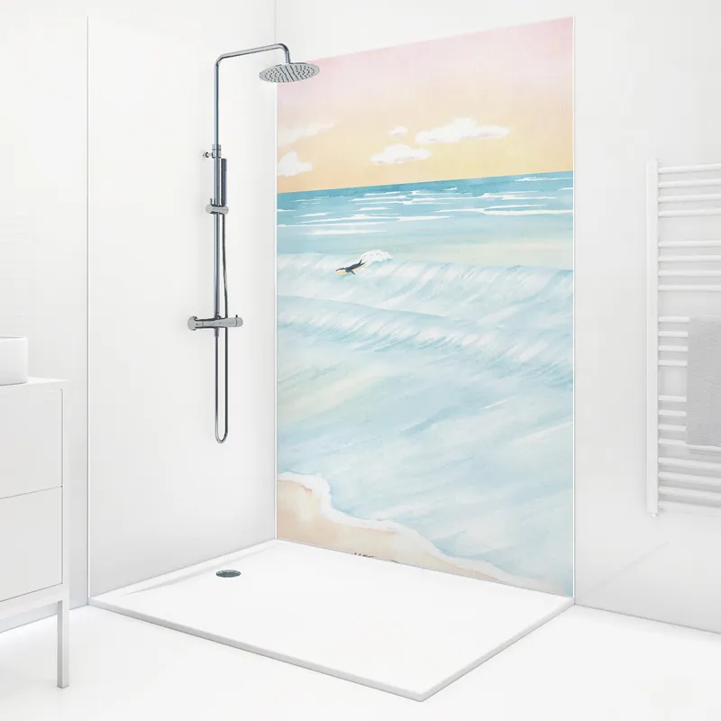 Panneau mural de douche Vagues Sunset - Paysage marin | 99 Déco
