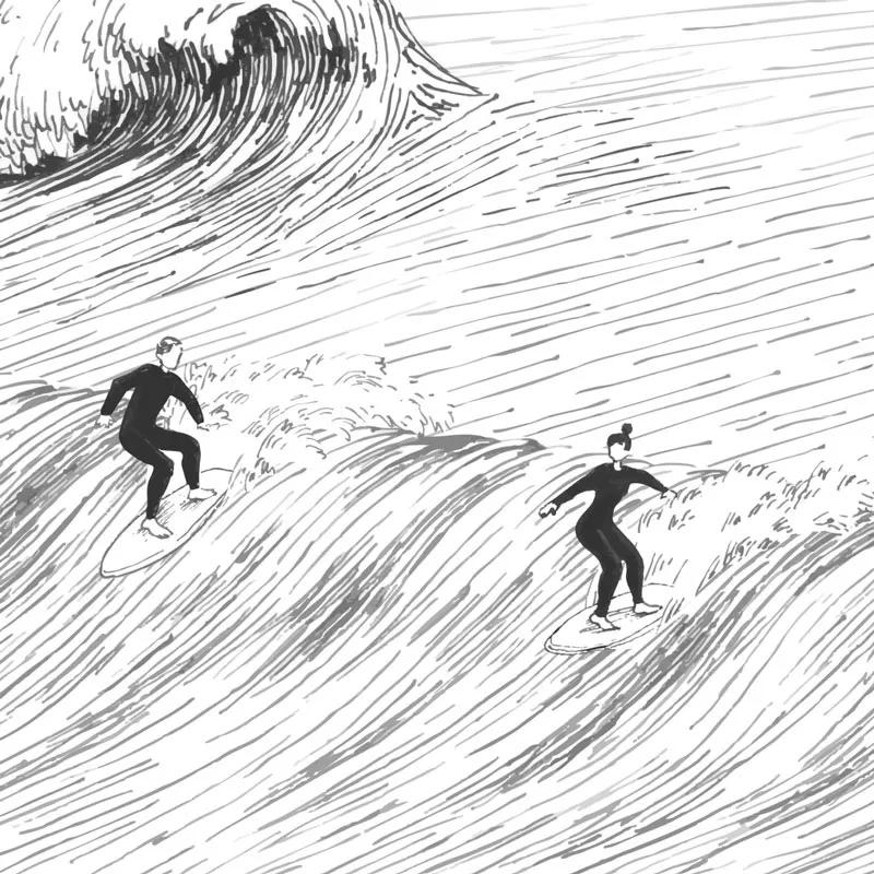 Panneau mural de douche Vagues Noir - Paysage marin | 99 Déco