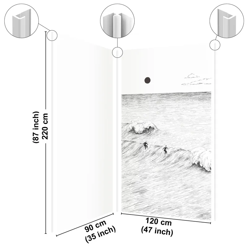 Panneau mural de douche Vagues Noir - Paysage marin | 99 Déco